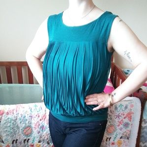 Forest green pleated blouse